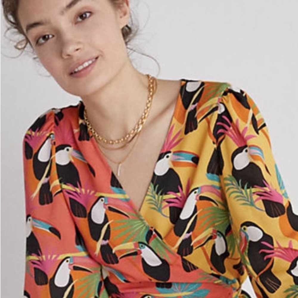 Farm Rio Toucan Wrap Blouse RARE